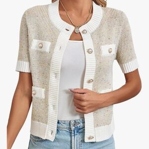 Womens Short Sleeve Button Front Cardigan Sweater SZ S NWOTs